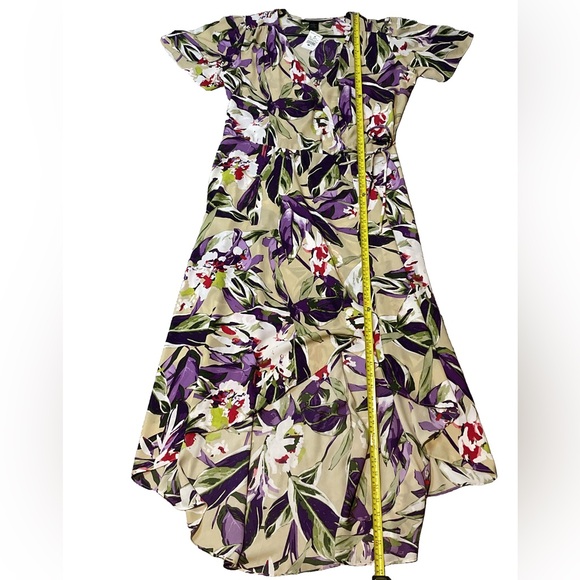 Ashley Stewart NWT Flutter sleeve Floral Wrap Dress Purple & Cream woman’s 12 - Picture 4 of 5